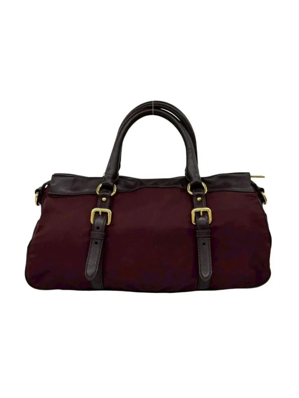 Prada Logo Leather Tessuto 2-Way Shoulder Bag Wine Red - Picture 3 of 10